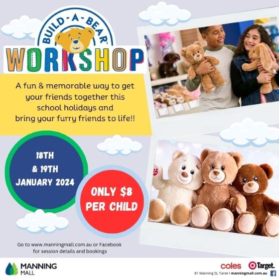 18th and 19th January 2024 - $8 per bear. Some of the best fun you'll make this School Holidays